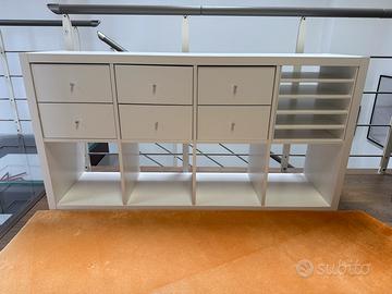 IKEA Kallax 8 scomparti (bianca) con cassetti