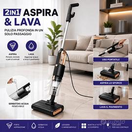 Scopa Elettrica 2 in 1 Aspira e Lava Pavimenti