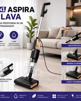 Scopa Elettrica 2 in 1 Aspira e Lava Pavimenti