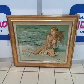QUADRO OLIO MARCHESANO 60 X 50 NUDO DONNA SPIAGGIA