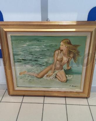 QUADRO OLIO MARCHESANO 60 X 50 NUDO DONNA SPIAGGIA