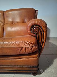 autentico divano vintage vera pelle