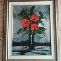 Quadro moderno fiori rossi con cornice 69 x 84 cm