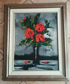 Quadro moderno fiori rossi con cornice 69 x 84 cm