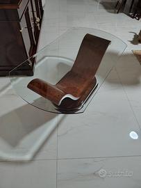 tavolino in radica e cristallo