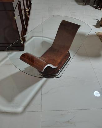 tavolino in radica e cristallo