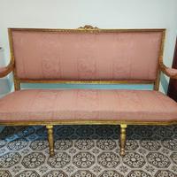 Divanetto Luigi XVI dorato, primi '800