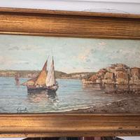 G. Carelli - Veduta Marina con barca a Vela -