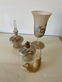 Set da toilette/bagno vintage in vetro di murano.