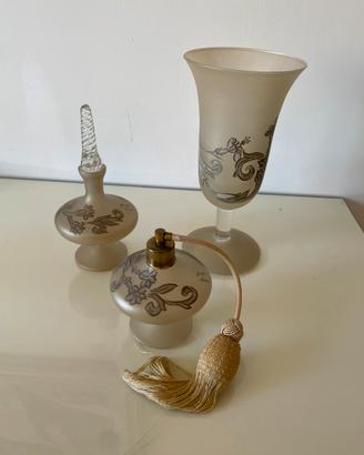 Set da toilette/bagno vintage in vetro di murano.