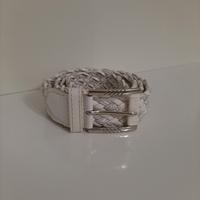 Cintura donna, in similpelle bianca intrecciata