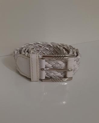 Cintura donna, in similpelle bianca intrecciata