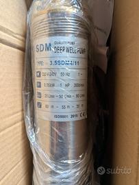 Pompa acqua sommersa pozzo 70m 750W 1CV 6300l/h