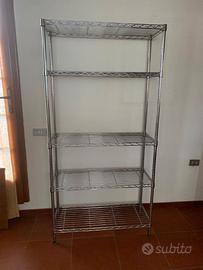Scaffale con 5 ripiani in acciaio cromato