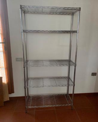 Scaffale con 5 ripiani in acciaio cromato
