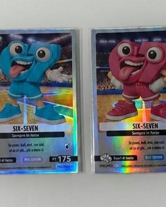 Set 2 carte brainrot promo SIX-SEVEN Blue/Pink