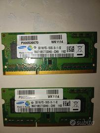 Coppia ram laptop notebook Samsung DDR3 2rx8 pc3-