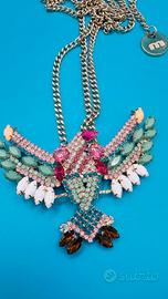 Parure bijoux vintage collana dorata con fiocco