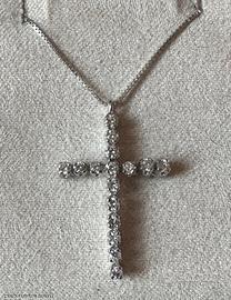 COLLANA CROCE ORO BIANCO 18kt. E DIAMANTI NATURALI