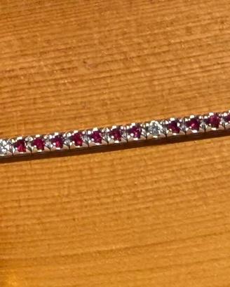 Bracciale in oro 18c con diamanti e rubini