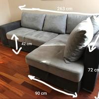 Divano letto angolare con penisola contenitore