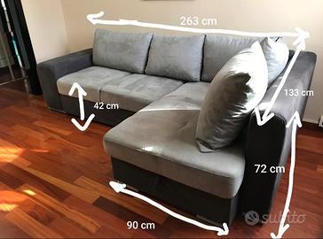 Divano letto angolare con penisola contenitore