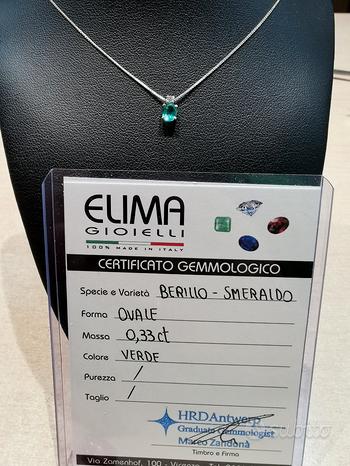 Collana in oro con smeraldo e diamante