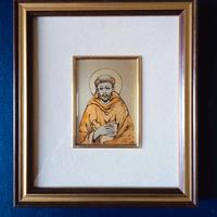 quadretto San Francesco dipinto su oro flash