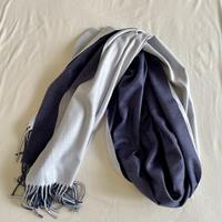 Stola / sciarpa cashmere bicolore blu - bianco