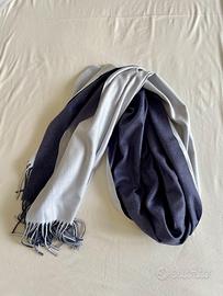 Stola / sciarpa cashmere bicolore blu - bianco