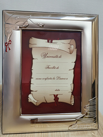 Cornice laurea nuova in argento Valenti