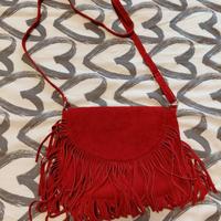 borsa pelle rossa, frange