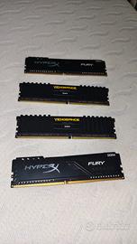 lotto 16gb ram DDR4 (4×4GB) - hiperx Fury + Corsai