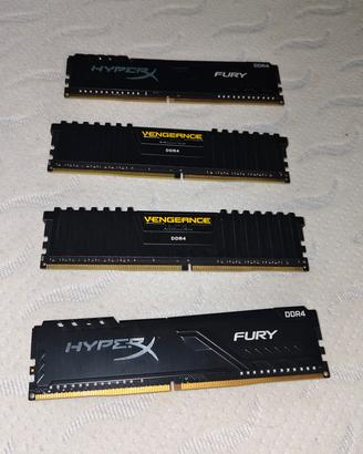 lotto 16gb ram DDR4 (4×4GB) - hiperx Fury + Corsai