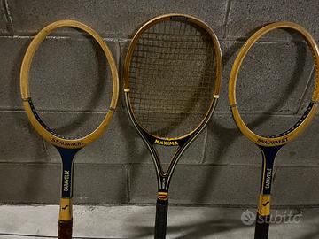 Tre racchette tennis legno da collezione