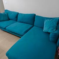 DIVANO ANGOLARE VERDE PETROLIO