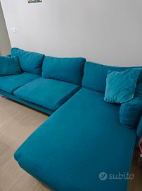 DIVANO ANGOLARE VERDE PETROLIO