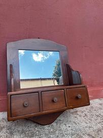 Mobiletto da muro con specchio in legno