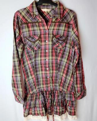 vestito camicia trend donna scozzese multicolor Ta