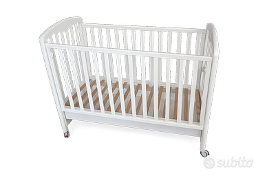 Lettino bianco con sponde a scomparsa + materasso