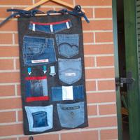 Portaoggetti organizzatore con tasche in jeans