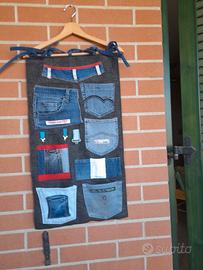 Portaoggetti organizzatore con tasche in jeans