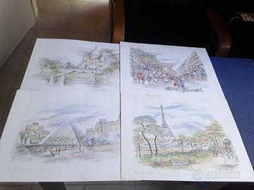 4 Stampe vintage" Parigi Bernadette Voz "