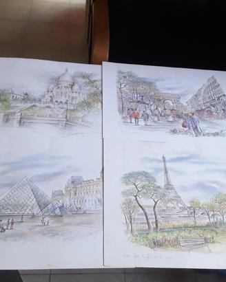 4 Stampe vintage" Parigi Bernadette Voz "