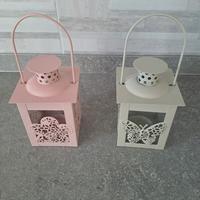 2 mini lanterne per candele portacandele 