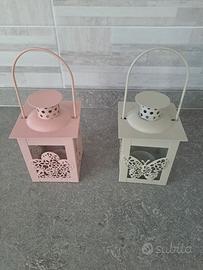 2 mini lanterne per candele portacandele 
