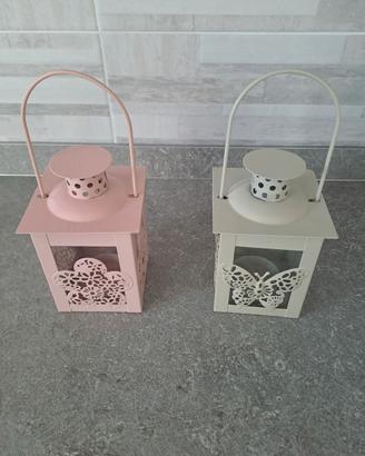 2 mini lanterne per candele portacandele 