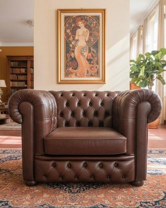 Chesterfield poltrona max in pelle vintage brown