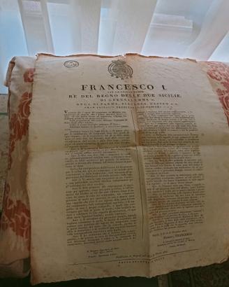 Decreto reale borbonico Re Francesco I di Borbone