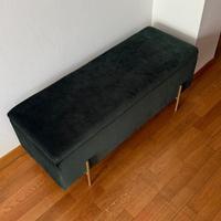 Panca contenitore in velluto verde